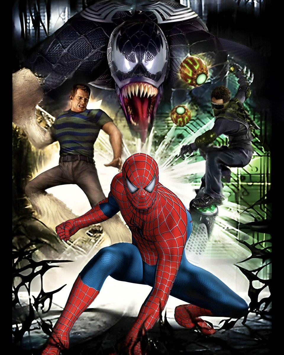 OocTobeyM's tweet photo. A rare Spider-Man 3 (2007) poster featuring Spider-Man, Sandman, Venom and the New Goblin

This one never made it to theaters 🕷️ https://t.co/2oNCiai93Z