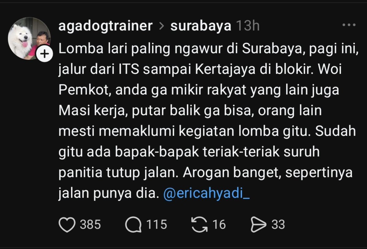 WidasSatyo's tweet photo. Merangkum sambatan warga Surabaya pagi ini yg harus ngalah sama pelari kalcer kekinian si paling pace 5. 😌 https://t.co/b4z2oYH21U