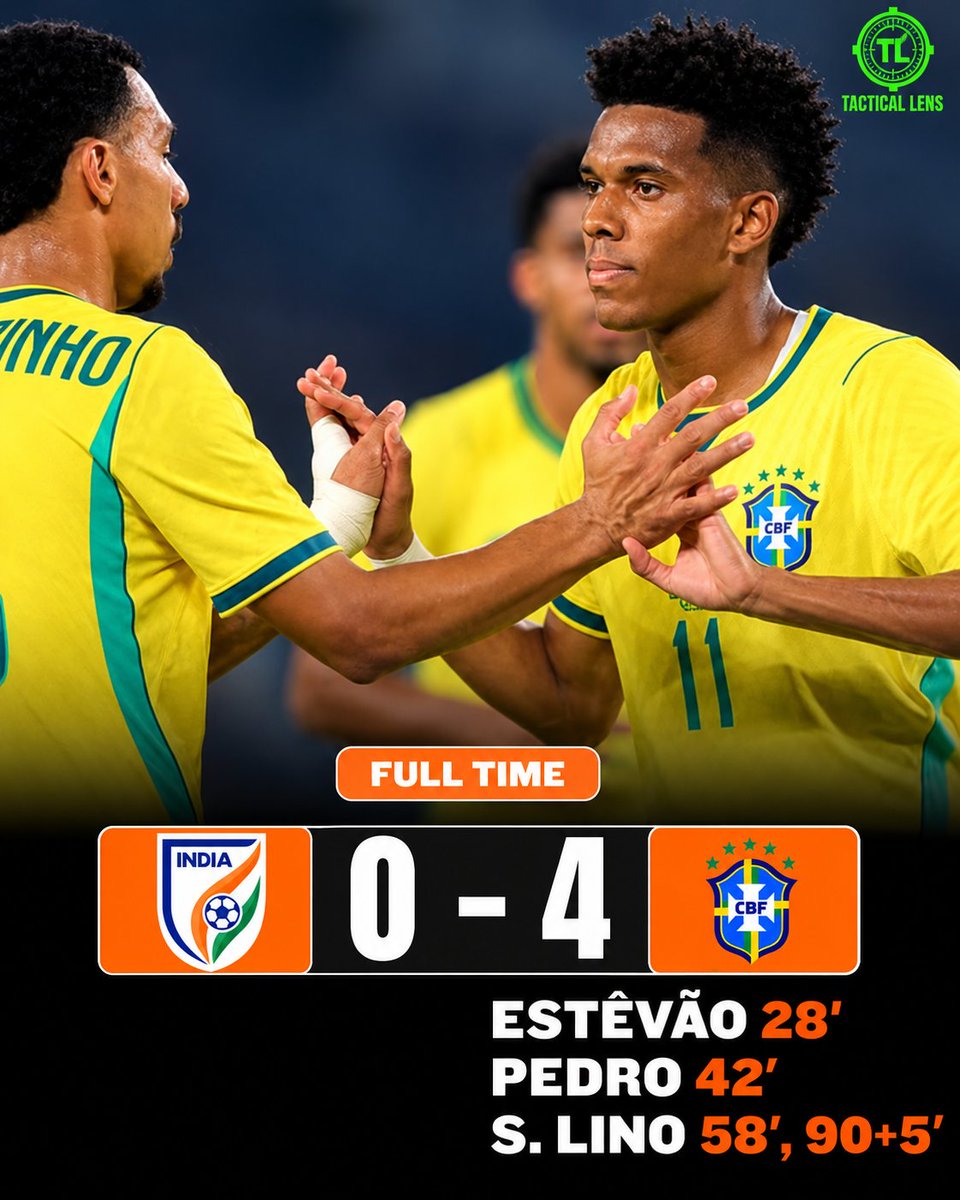 TacticalLens1's tweet photo. The weather was probably a big factor in why Brazil’s players didnt look completely comfortable today, and the pitch may have played a part too.

Still, 4-0 is not a bad result. Maybe Brazil could have scored 6 or 7 with a better performance, but honestly, that doesnt make a huge difference.

The most important thing for me was seeing how Martinelli and Bidon performed.

Martinelli is a very quality on-the-ball midfielder. Especially when the opposition presses him, he looks even better. This is exactly the type of midfielder who can make a difference in big tournaments by helping Brazil control the midfield.

Bidon was used as a winger today, so he couldnt drop deep as much as I wanted. Even then, he tried to drop inside and play 1 or 2 line-breaking passes, and that looked promising.

If Bidon gets the same role Danilo plays, I think Vinicius could receive even better ball supply from him.

The biggest positive of this FIFA window for me is Samuel Lino. His quality is obvious — dribbling, shooting, pace and skill. Brazil should definitely keep him around.

I wasnt very impressed with Pedro either, and overall Endrick didnt convince me either.

Pedro’s link-up play is still too weak, while Endrick’s decision-making and composure need a lot of improvement.

For the Brazil national team, I dont think either of them is ready yet.

#Brazil #BrazilNT #Selecao