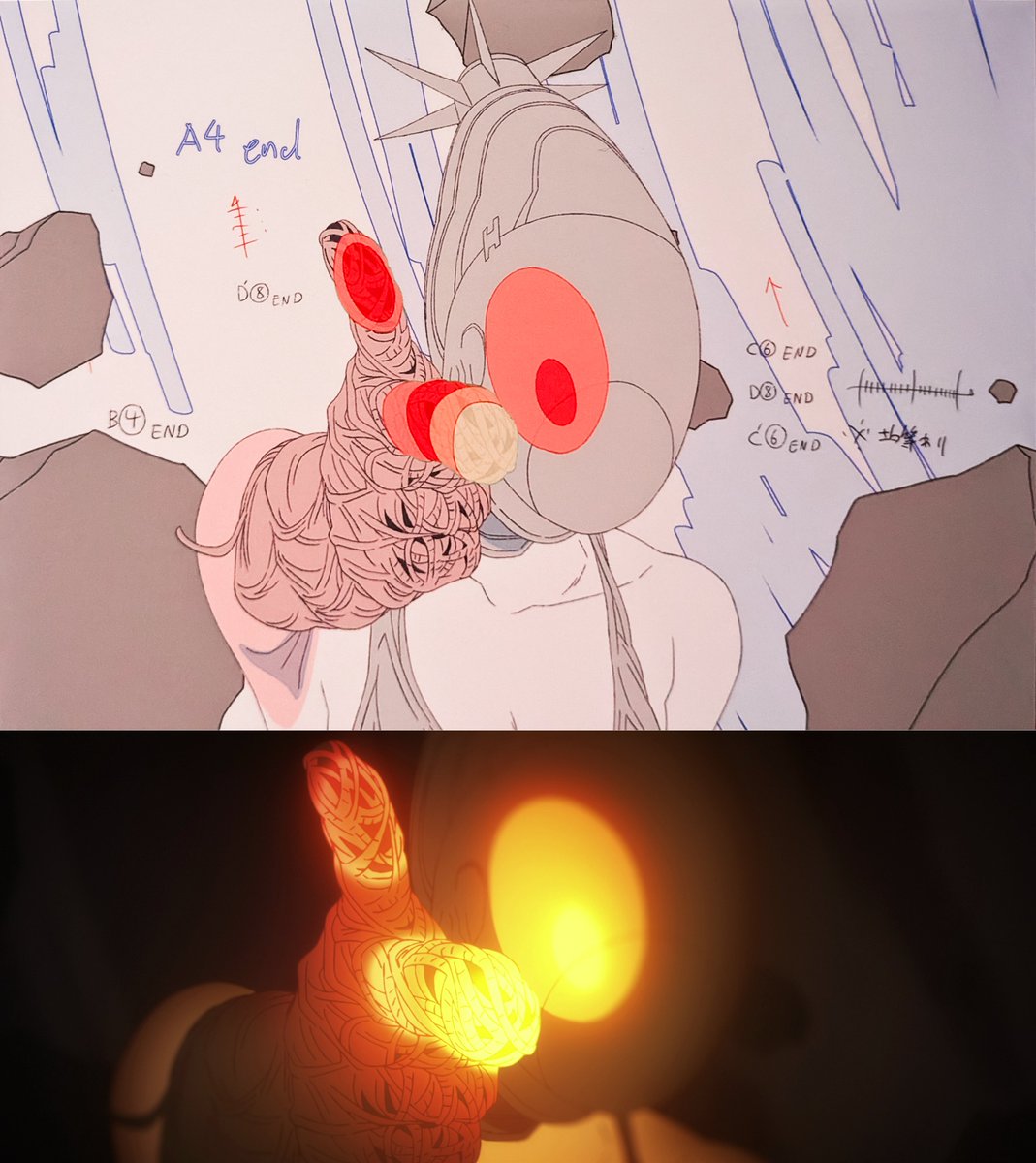 csm_screencaps's tweet photo. always wanted to see the key frame for this scene and it looks insane, look at those detailed wires on her hand https://t.co/bcayZf5ypS
