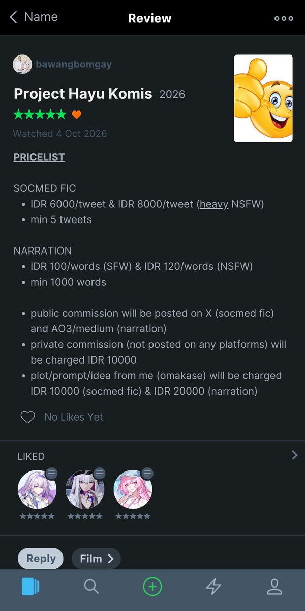 bawangbomgay's tweet photo. [❤️ &amp; 🔁 are very appreciated]

WRITING COMMISSION: OPEN! 🎊🎊

hy all aku buka writing commission lagi yaa!! kalau ada yang berminat atau mau nanya-nanya dulu boleh langsung dm aku aja yaa dm buka terus kayak warung madura 👍 untuk portofolio ada di pinned tweet. thank you! 🫶 https://t.co/JBmIyvdSok