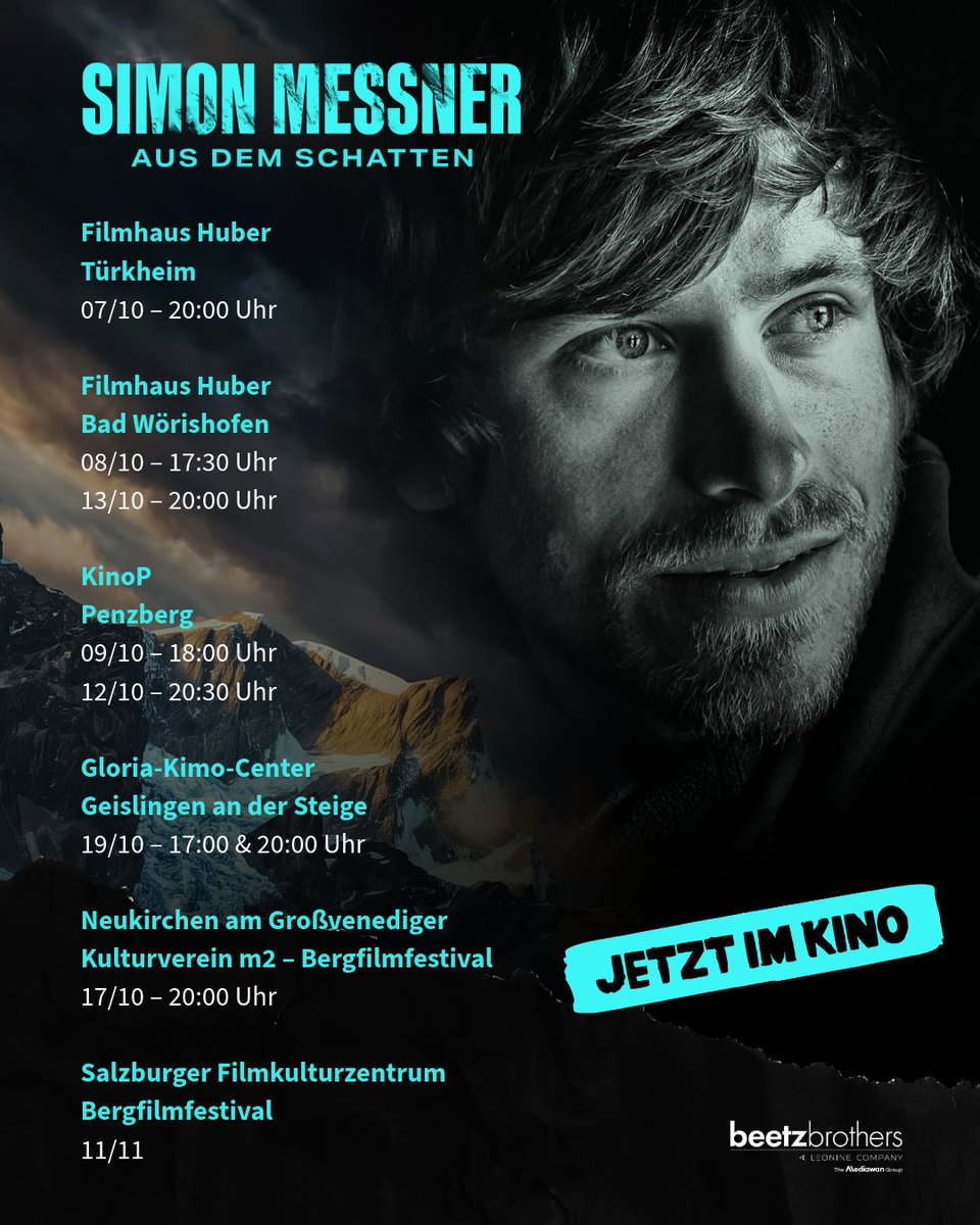beetzbrothers's tweet photo. „Simon Messner – Aus dem Schatten“ (von Veronika Kaserer) läuft noch bis Herbst im Kino!
#ffmuc #beetzoriginal
#simonmessner
#reinholdmessner #bergsteigen #alpinismus #ard #swr #br #sky #idm #FFF #dfff #ffa https://t.co/QeW1adjHYf