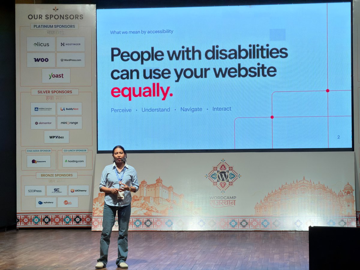 indiranotfound's tweet photo. I hope you enjoyed my talk on Accessibility as Quality at WordCamp Rajasthan 2026. Thank you for having me here as a speaker, huge shoutout to @WPRajasthan  and the wonderful @WordPress community! https://t.co/71G4SQ23HM