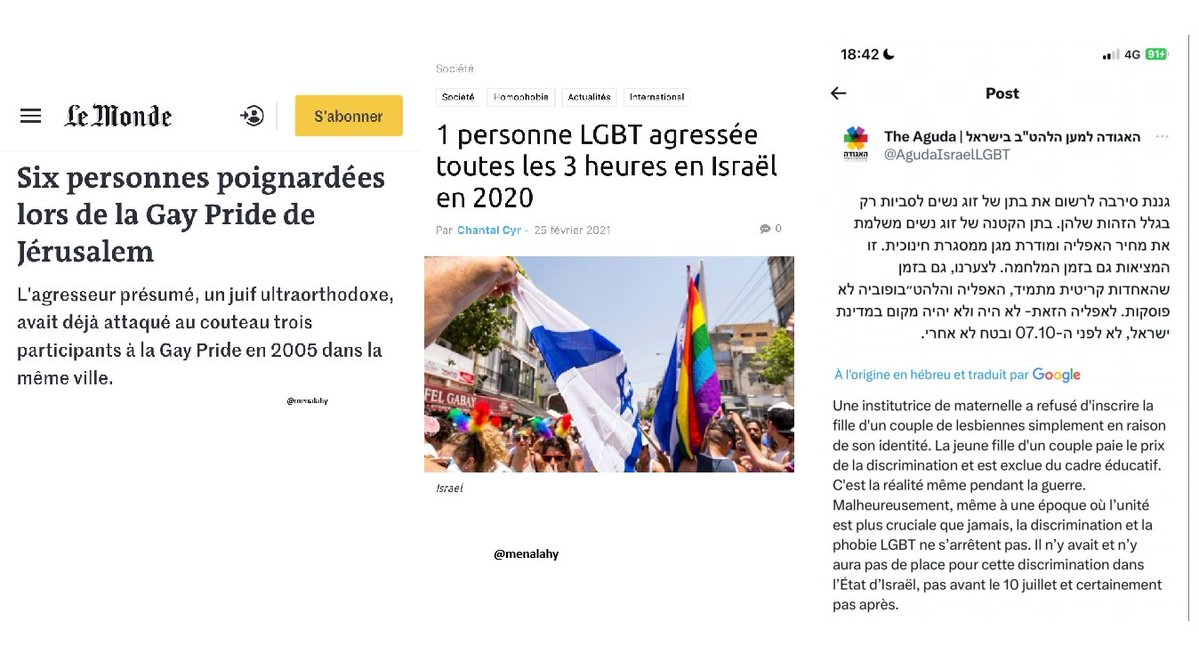 menalahy's tweet photo. @JulienOdoul @JulienOdoul nous fait la pub comme quoi Israël serait "le pays des LGBT".
La réalité est moins rose car même à Tel-Aviv, l'homophobie persiste.
Arrêtez de faire du @julienbahloul qui fait du #PinkWashing ! https://t.co/3JBlkBYYrH