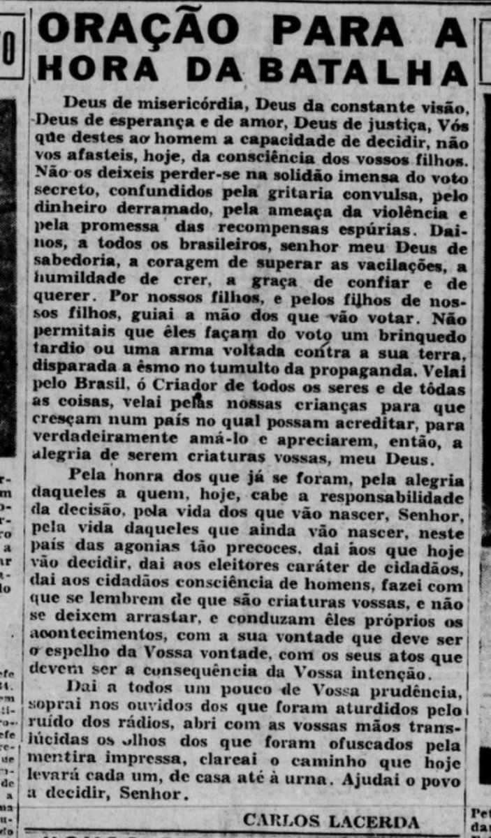 josiasteofilo's tweet photo. Oração para o dia do voto, Carlos Lacerda. https://t.co/ER0YNeISQb