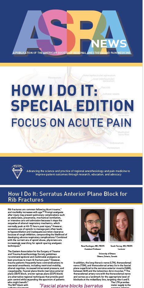 NaveenEipe's tweet photo. @jeffgadsden @easypocus @TheIntubator @DaraEsra @DrSleep88 @diazolam @morefluids @amit_pawa @EMARIANOMD @michyaries888 @EM_RESUS @RegionalAnaesUK @ESRA_trainees @Wilkinsonjonny @anesthesianews @Sedolor @garyschwartzmd @pritanand @curromir @Duke_Anesthesia @KalagaraHari @dr_rajgupta @Steve_Coppens @DrRobbieErskine @deepak_neuro From @OttawaHospital @OttAnesthesia
HT: @RevaRamlogan @Sarah_Tierney_
@ASRA_Society 2020
"How I Do It: Serratus Anterior Plane Block for Rib Fractures"
#SAPcath #RibFractures https://t.co/99Zee2A03q