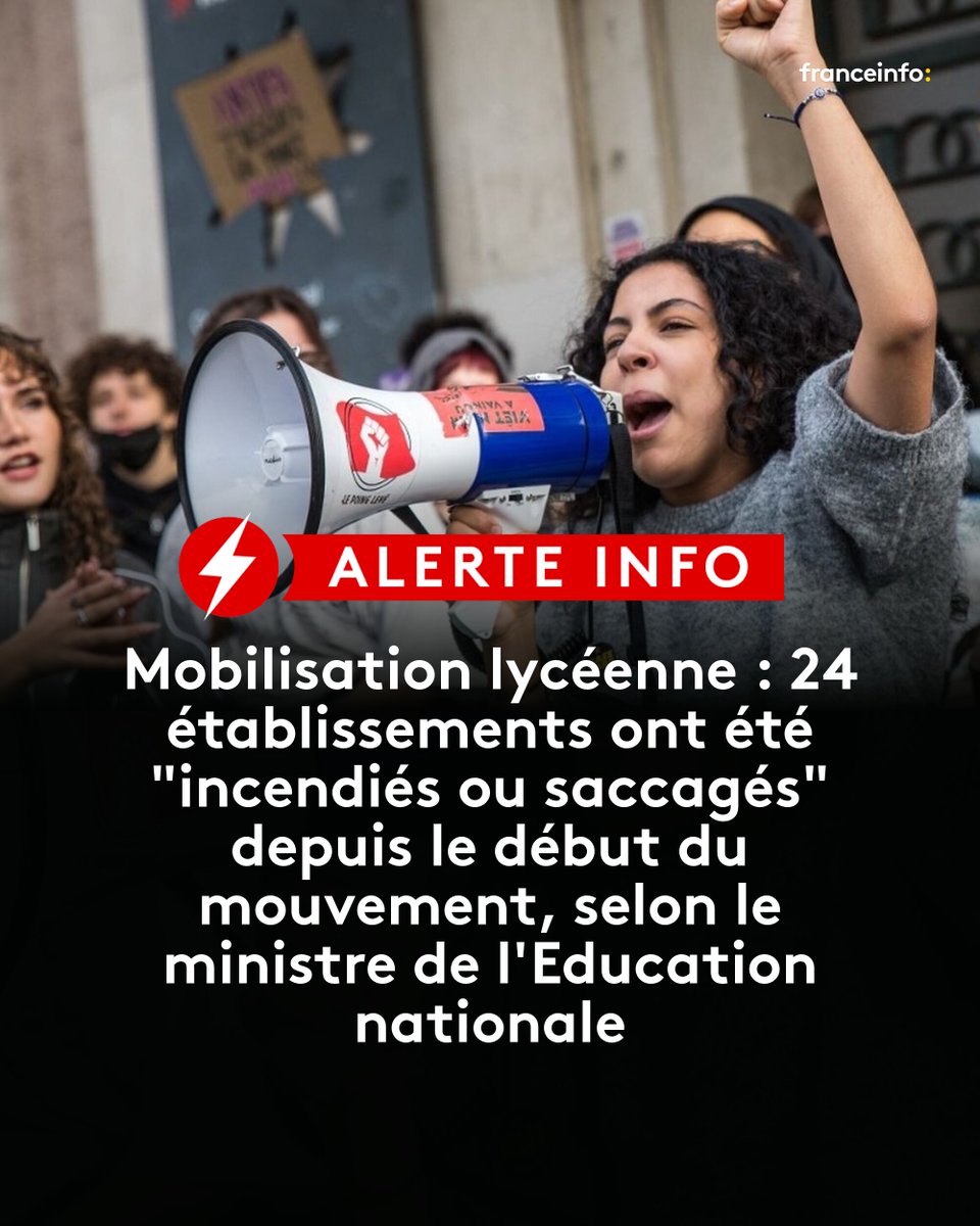 franceinfo's tweet photo. ALERTE INFO - Entre 400 et 500 lycées seront totalement ou "partiellement" fermés lundi, anticipe Edouard Geffray.
➡️ https://t.co/2NaoQhuQ3q https://t.co/Bhtu8D1uzw
