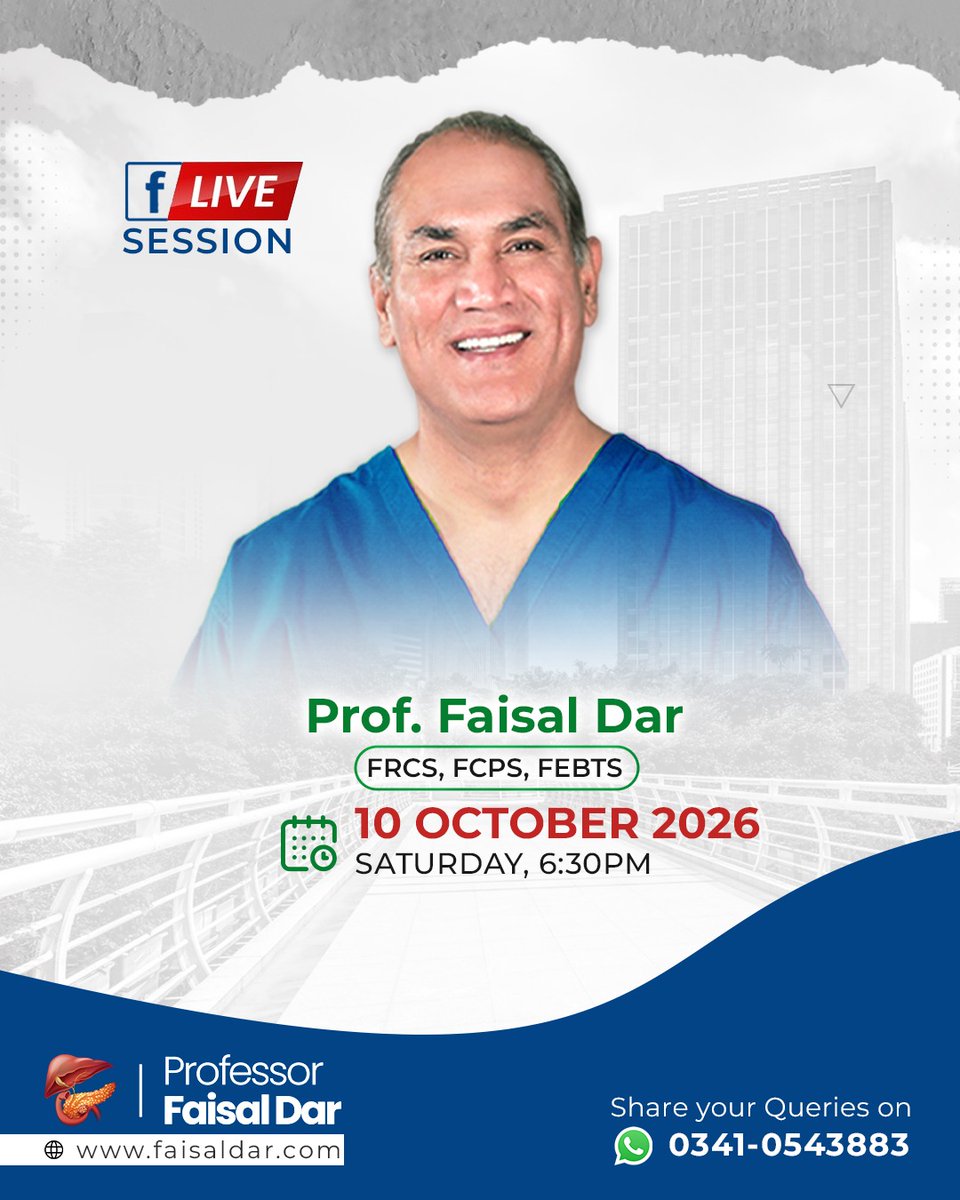 ProfFaisalDar's tweet photo. #StayTuned for another #FacebookLive Session! 🩺

Join Prof. Faisal Dar on Saturday, 10 October 2026 at 6:30 PM for valuable insights and answers to your questions.
📲 WhatsApp: 0341-0543883

#LiveSession #HealthEducation #LiverCare https://t.co/vCNugboFQl