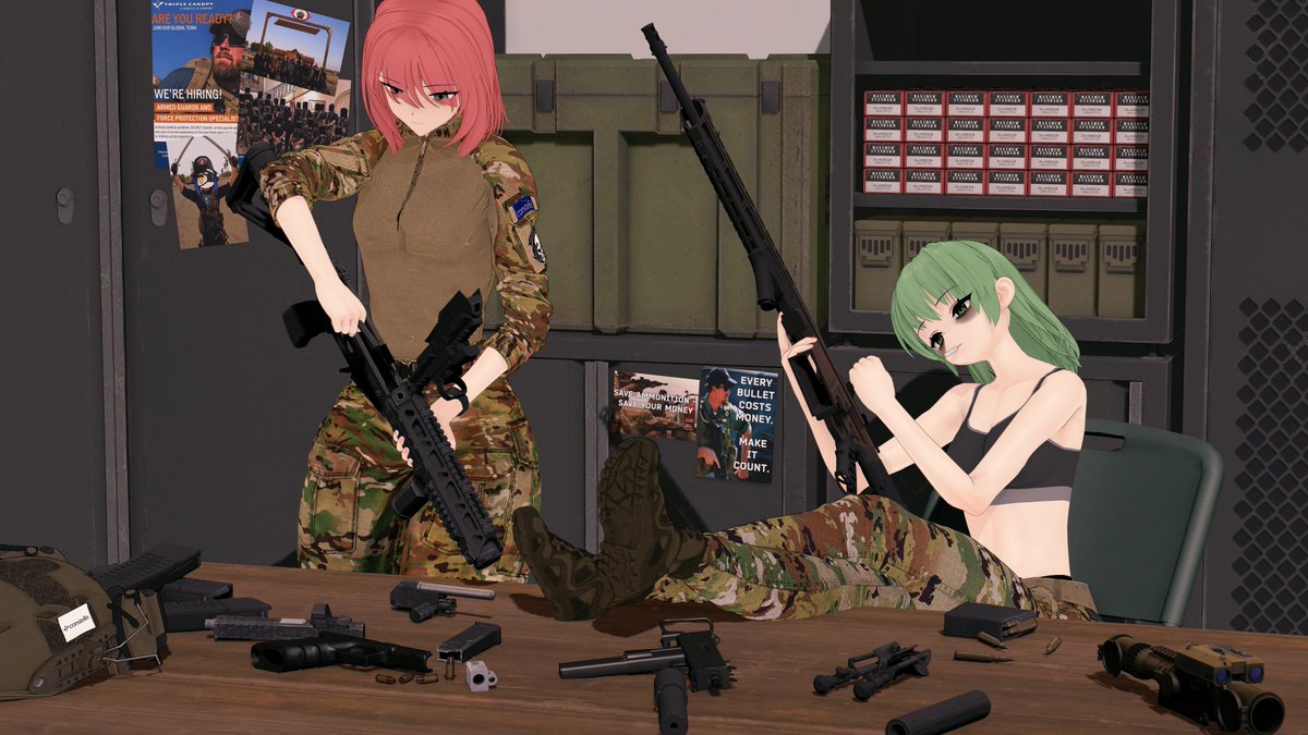 ZippoGas's tweet photo. Recently, a friend and I put together a small weapon pack, so I decided to make a little gunsmith scene featuring my San Jose Defense Committee OCs.
#TheFireRises #oc #original_character #koikatsu #KoikatsuParty https://t.co/yd5ZviQ0ya