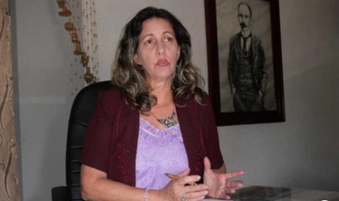 emiliotgonzalez's tweet photo. Need to add this one to #CantStayMustGo #Cuba transition list.

Naima Trujillo Barreto is Cuba’s Minister of Education. Responsible for the early Marxist indoctrination of Cuba’s youth.

Also a member of the fake National Assembly.

No place for her in a free Cuba. Go!

#SOSCuba https://t.co/z0s2MYG0U5