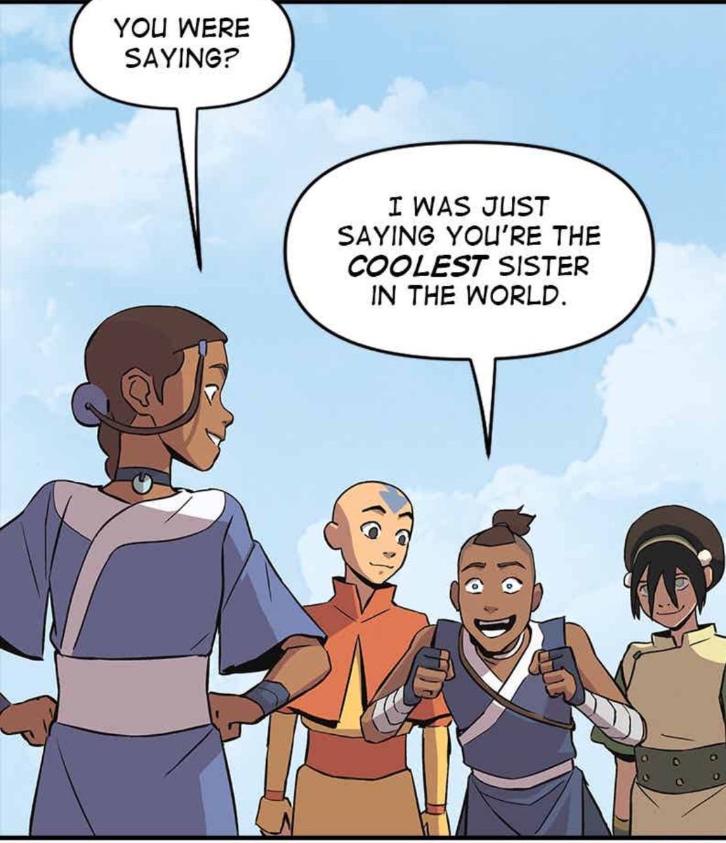 katara_loopies's tweet photo. Yes Sokka, you infact have the coolest most badass sister in the world 😌 https://t.co/8d4ukIu1wD