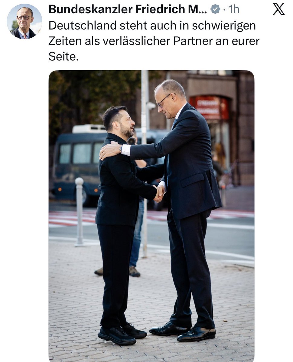 manaf12hassan's tweet photo. „Deutschland“?

Deutschland steht ganz sicher nicht „als verlässlicher Partner“ an der Seite eines korrupten, machtgeilen Marionettenstaats, der uns alle in einen Krieg zwingen möchte und unseren Wohlstand und unsere günstige Energie zerstört hat.

Nicht in meinem Namen!

Ich will Frieden mit meinen Nachbarn. Ich will Frieden mit Russland. Ich lehne Krieg ab.

Und ich will einen Bundeskanzler, der sich zuallererst für sein Land und seine Leute einsetzt und erst dann für andere – und auch nur dann, wenn Land und Leute damit einverstanden sind, dass ihre Steuergelder anderswo hinfließen.