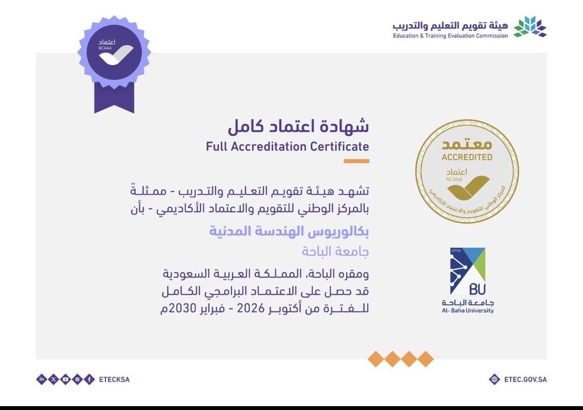 naharr2030's tweet photo. كل الشكر والتقدير لأعضاء هيئة التدريس بالقسم على جهودهم وعطائهم، ولرئيس القسم د. محمد سليمان مريع على قيادته ودعمه ومتابعته، ولكل من أسهم في هذا الإنجاز المشرّف

إنجاز نفخر به، وثمرة جهدٍ يستحق كل الشكر والتقدير.
نسأل الله لهم دوام التوفيق والتميز. https://t.co/3AZ3IDh1bO
