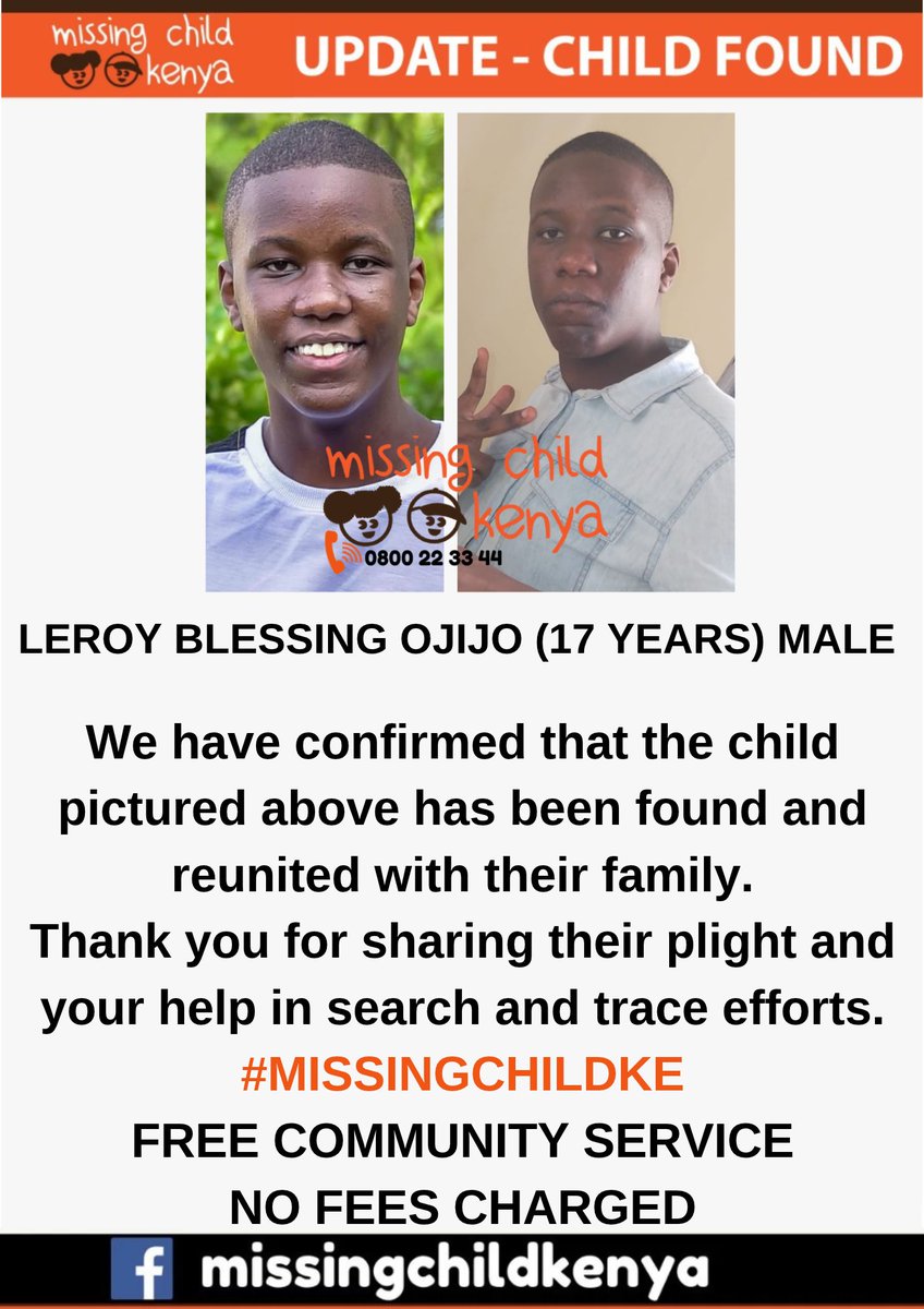missingchild_ke's tweet photo. LEROY BLESSING OJIJO (17 YEARS) MALE #MISSINGCHILDKE https://t.co/qNbEao9dod