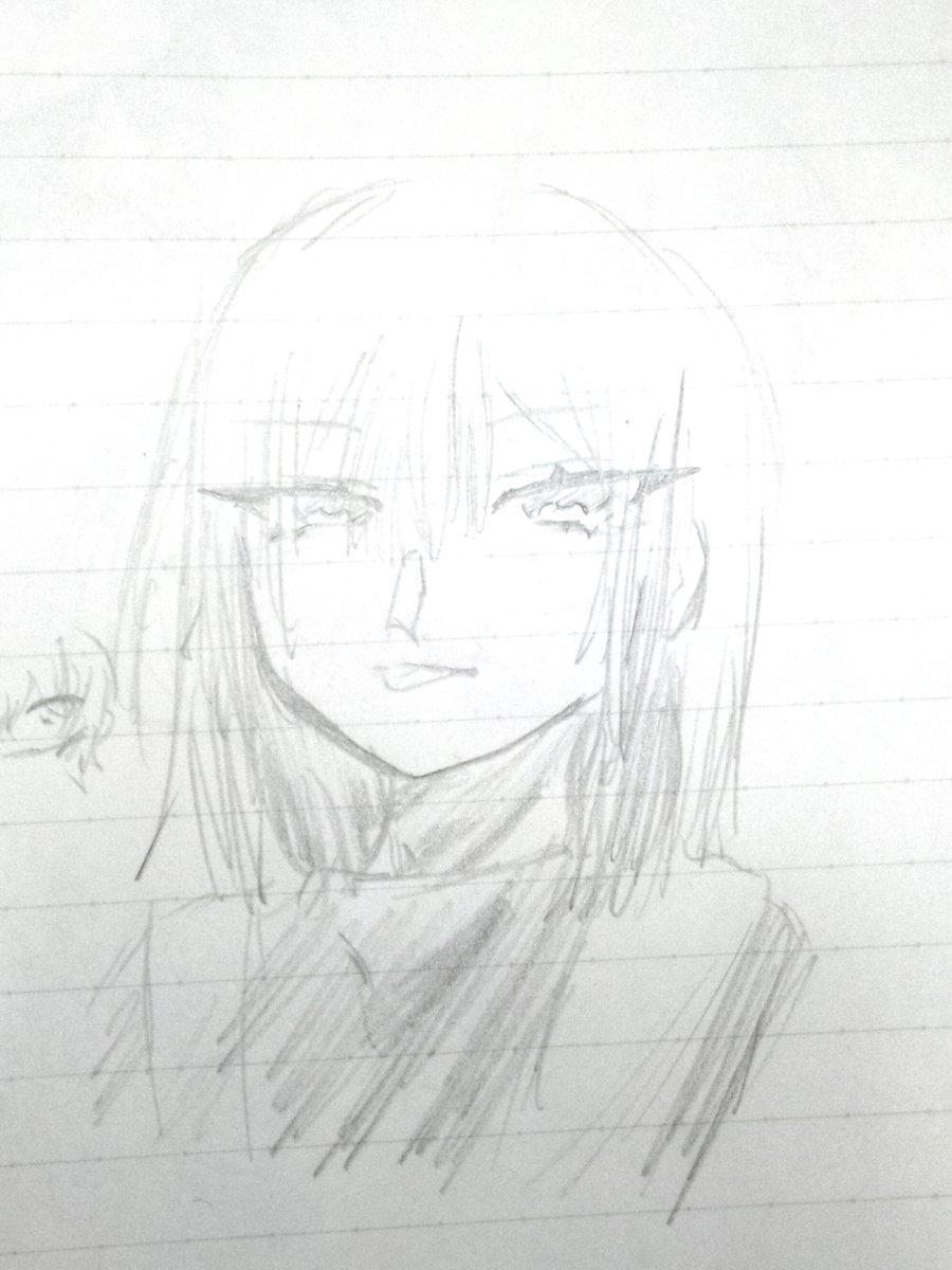 qsk3m's tweet photo. 成長?→→
（2枚目模写）アナログは苦手です　#キルシュトル展　 #ちょあーと　#閣下の肖像画 #ニキが謁見します https://t.co/NyaXBa2bin
