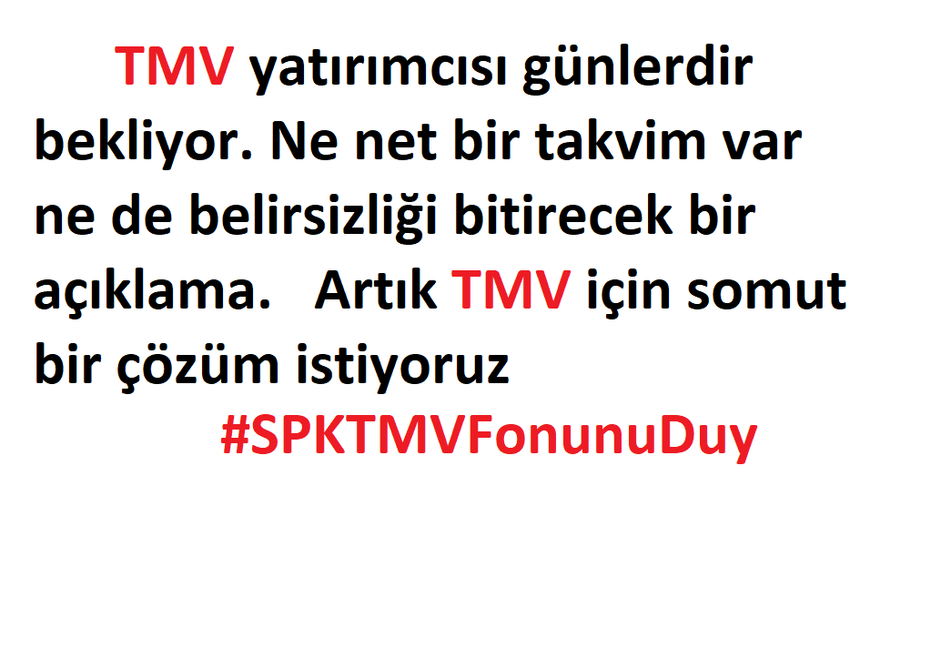 1Murattoprak1's tweet photo. TMV satışımız gerçekleşti fakat para çekimine izin verilmiyor. Teranın başında yönetici 
olmadığı için kimsesiz kaldı tmv fonu. Yetkililer ivedi bir şekilde bizi
bilgilendirmesi ve söz konusu tutarların tarafımıza yatırılmasını istiyoruz

#SPKTMVFonunuDuy
#HerFonaAnaPara https://t.co/X24EAFx6Xw