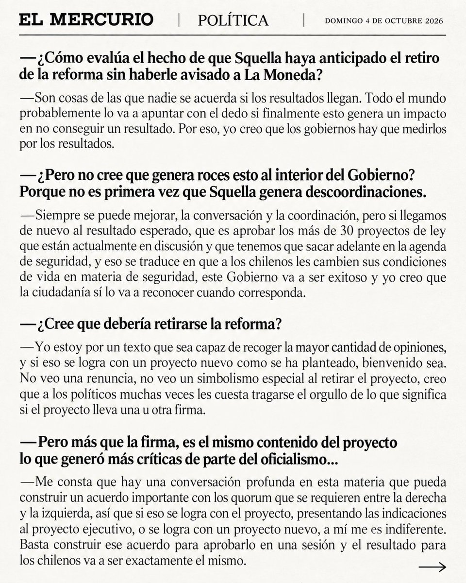 javiermacaya's tweet photo. Creo que hay que medir a los gobiernos por sus resultados. A la gente le importa vivir más segura, tener más oportunidades y que las cosas funcionen. Si para conseguirlo hay que conversar, corregir y construir acuerdos, hay que hacerlo. https://t.co/00npZnT525