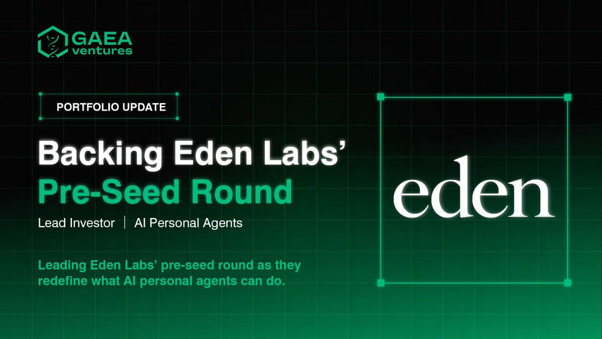 GaeaVentures's tweet photo. We're excited to support Eden Labs @meetedenhq as the lead investor in their pre-seed fundraise.  

We believe that AI personal agents will fundamentally change consumer behavior. Eden is rethinking what an AI personal agent can do. We’re excited to support the team as they build toward that vision