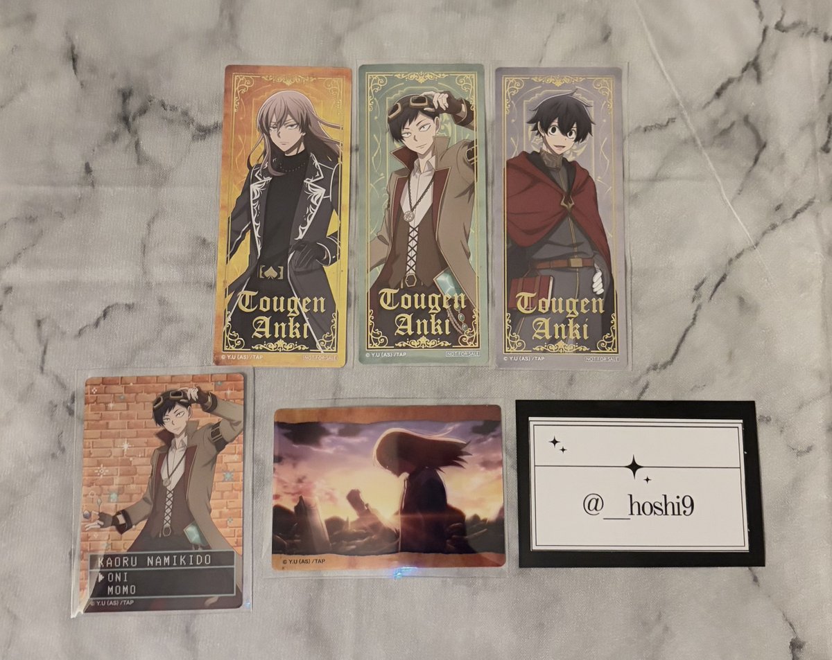 __hoshi9's tweet photo. 《交換 譲渡》
桃源暗鬼 冒険譚フェア RPG オーロラアートコレクション 特典 箔押ししおり 

《譲》桃寺 並木度 淀川
《求》花魁坂
     
下段のみ譲渡可
お気軽にお声掛け下さい꙳⟡ https://t.co/yD0bqAxiVl