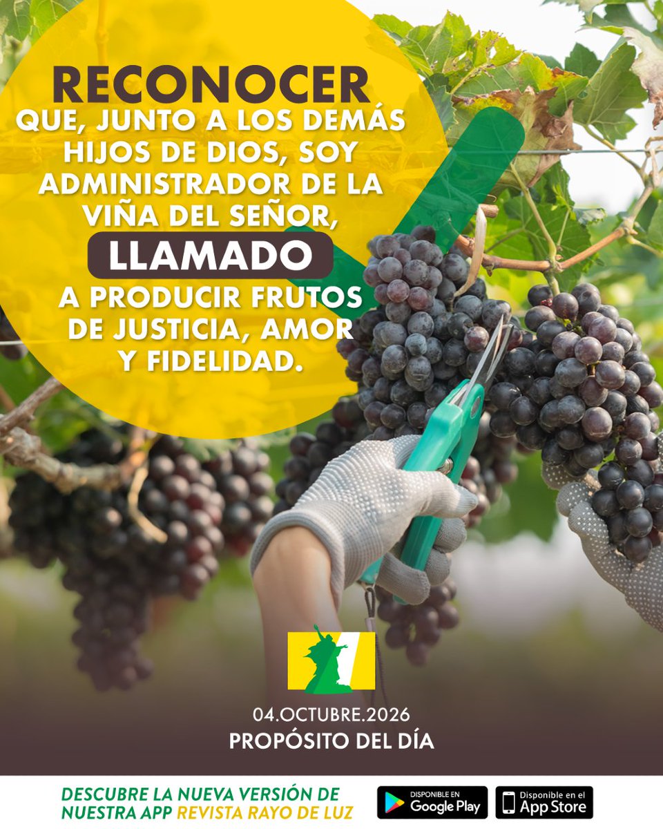 rayodeluzrd's tweet photo. Que junto a los demás aprendamos a cultivar la ⚖️ justicia, sembrar 💚💛 amor y vivir con 🙏🏽 fidelidad, recordando que somos administradores de una obra que le pertenece a Dios.😇
 
#PropositodelDia #RevistaRDL #RayodeLuz https://t.co/zW4Oz4mZdj