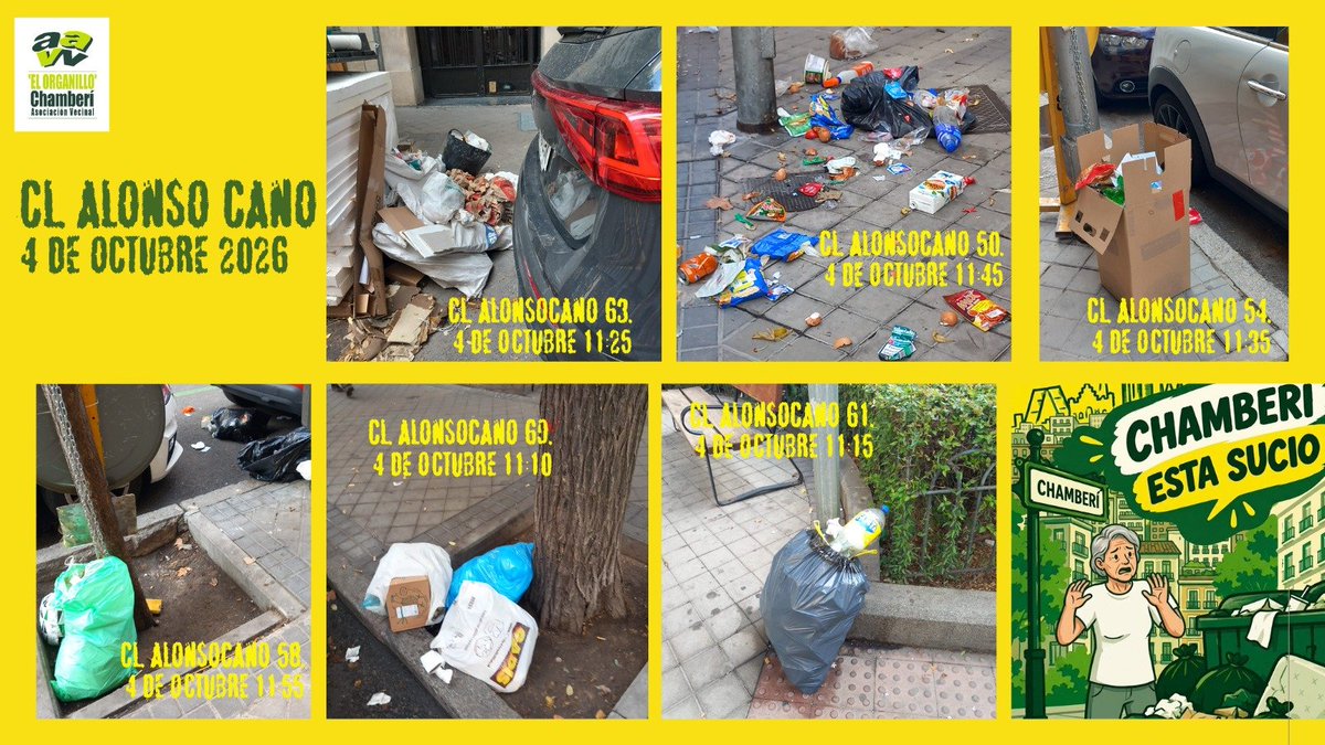 ElOrganillo's tweet photo. 📍 Calle Alonso Cano hoy, 4 de octubre, suciedad esparcida y bolsas abandonadas en los números 50, 54, 58, 61, 63 y 69.
Más actividad exige servicios adecuados. ¡Queremos un Chamberí limpio!

#ChamberiEstaSucio #ElBarrioEstaSucio https://t.co/Lel7RMTah7