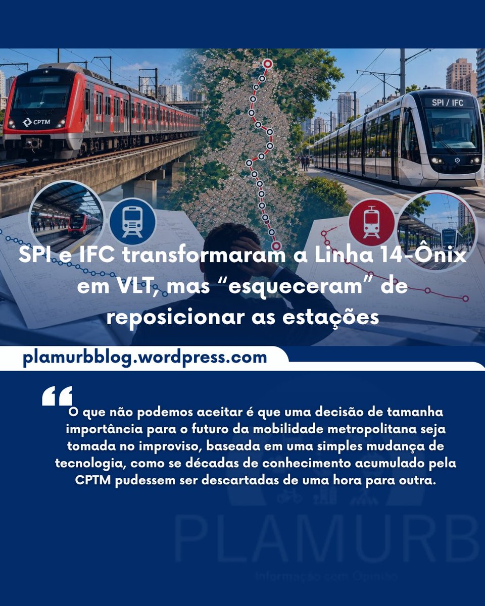 Plamurb1's tweet photo. O que não podemos aceitar é que uma decisão de tamanha importância seja tomada no improviso, baseada em uma simples mudança de tecnologia, como se as décadas de conhecimento da CPTM pudessem ser descartadas de uma hora para outra.
#L14 #CPTM #SPI #IFC
https://t.co/BGI2YmP7vE https://t.co/wx4P3wPRFB