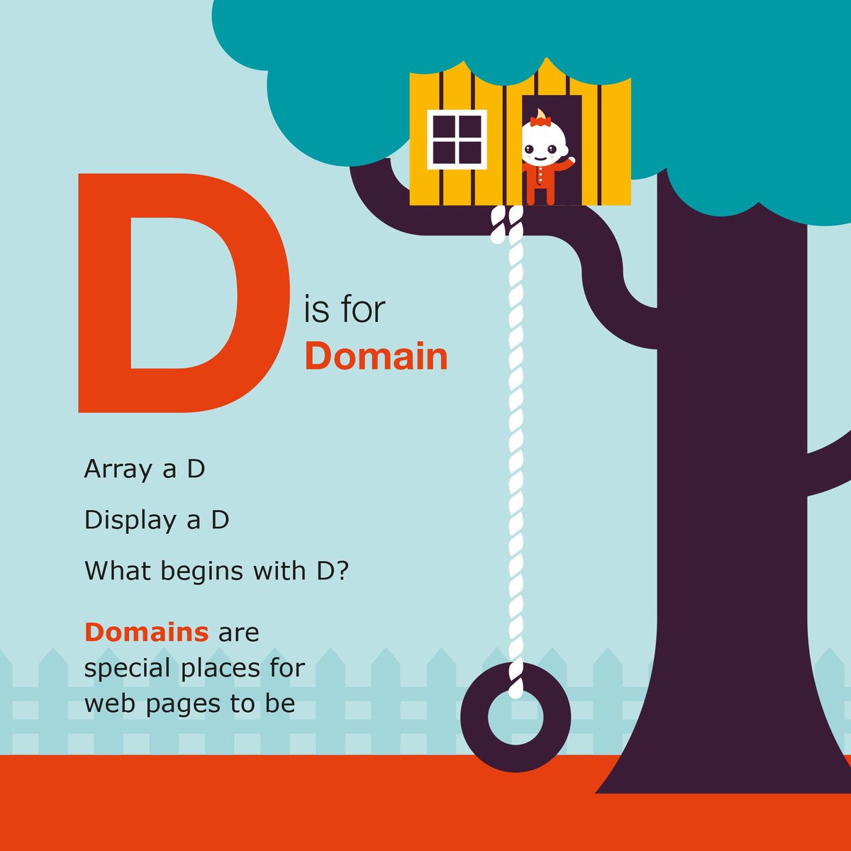 CodeBabies's tweet photo. Page of the day: ABCs of the Web 🌳

D is for Domain. "Domains are special places for web pages to be."

For parents: a domain is the name you type in the browser to find a website.

Got a little coder reading Code Babies at home? Share a photo! 📸 #CodeBabies https://t.co/Hls3PY833H