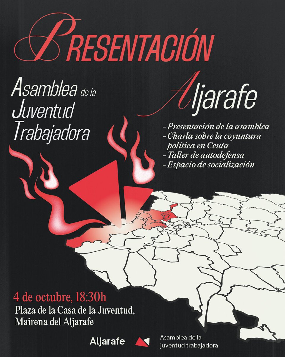 CJS_Sevilla's tweet photo. Hoy se presenta una nueva Asamblea de la Juventud Trabajadora en la Comarca del Aljarafe.

📍Plaza de la Casa de la Juventud, Mairena del Aljarafe. A las 18:30H.

¡Os esperamos! https://t.co/hwzKMtmpIC