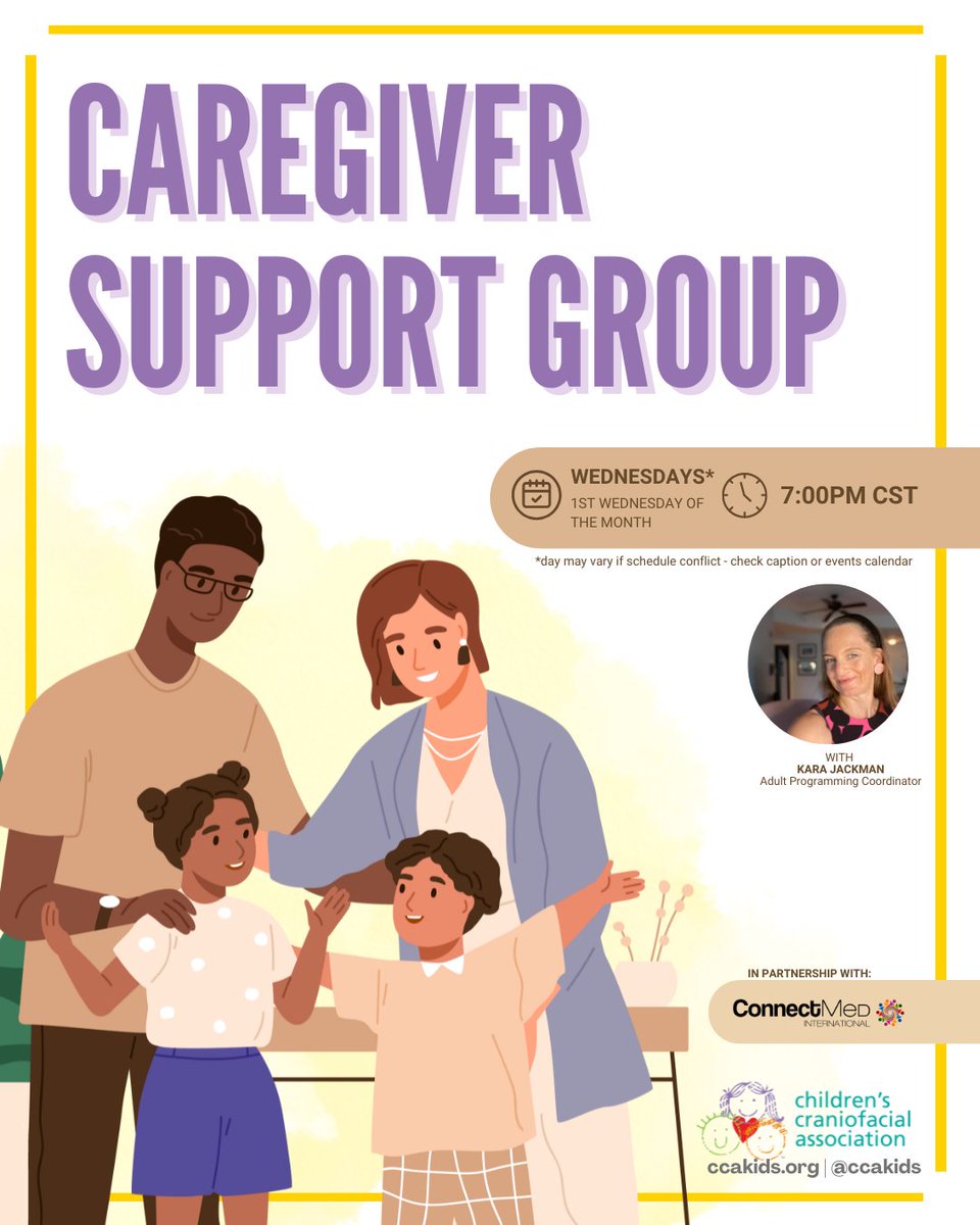 CCAKidsTweet's tweet photo. CAREGIVERS! ⁣

CCA caregivers and care partners, Wednesday 𝐚𝐭 𝟕:𝟎𝟎𝐩𝐦 𝐂𝐒𝐓 this week for our caregiver support circle in partnership with ConnectMed International

Sign up and receive the Zoom link at this registration link https://t.co/Y6QyepTth9 https://t.co/VltfTPm1Zu