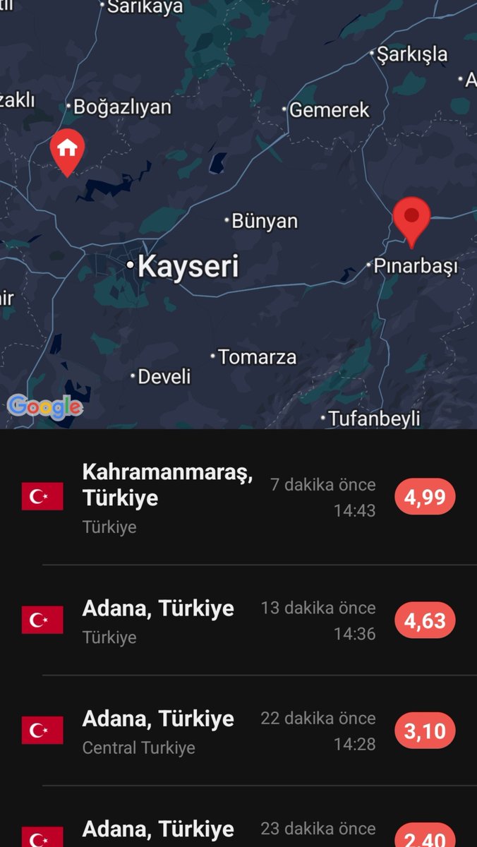 KediForumlar's tweet photo. Maraş ve Adana çevresi deprem uyarısı.
#deprem #earthquake https://t.co/XUyZACPwAu