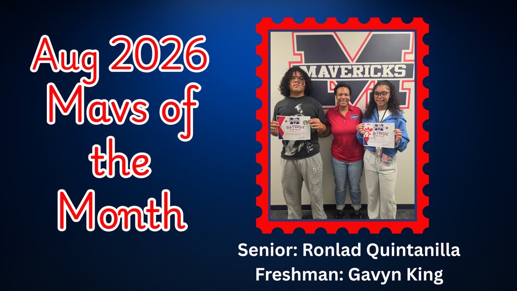 ManvelHS's tweet photo. Congratulations to our August Student Mavs of the Month and Senior Raffle Winners: Nicole and Skylar! https://t.co/U9Nmc4RK6Z