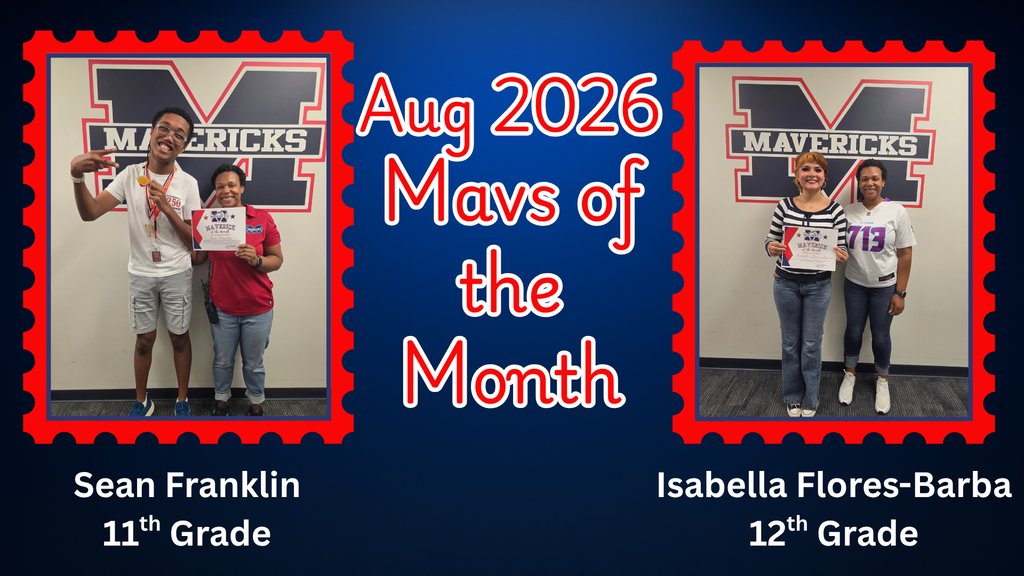ManvelHS's tweet photo. Congratulations to our August Student Mavs of the Month and Senior Raffle Winners: Nicole and Skylar! https://t.co/U9Nmc4RK6Z