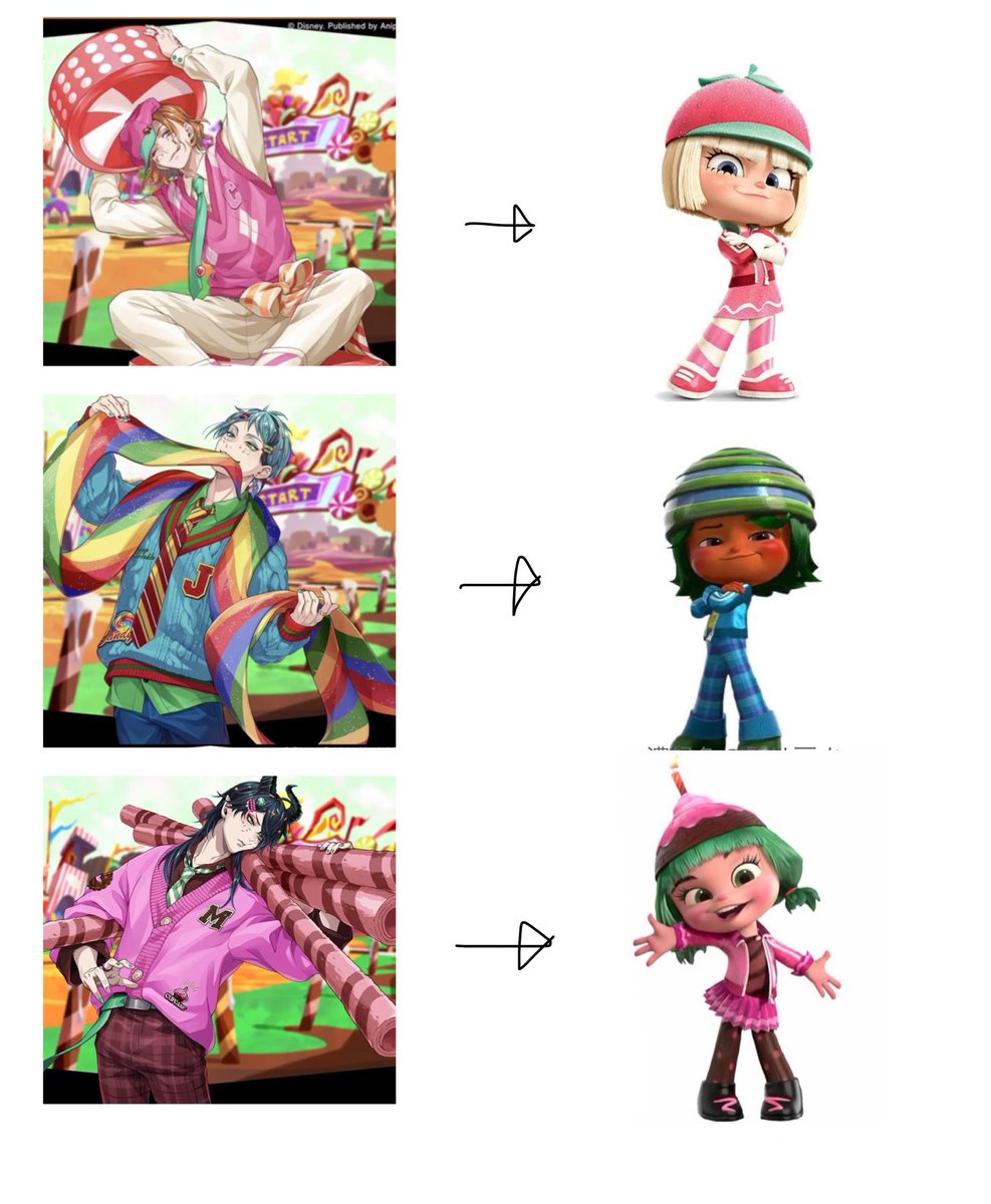 Hiems_Fragum's tweet photo. ツイステ新イベ、雑だけどこんな感じかな？
毎度のことだけどほんとにキャラデザを落とし込むのがうますぎる🍭🍬
#ツイチャンアベマ https://t.co/yHnHwwmGix