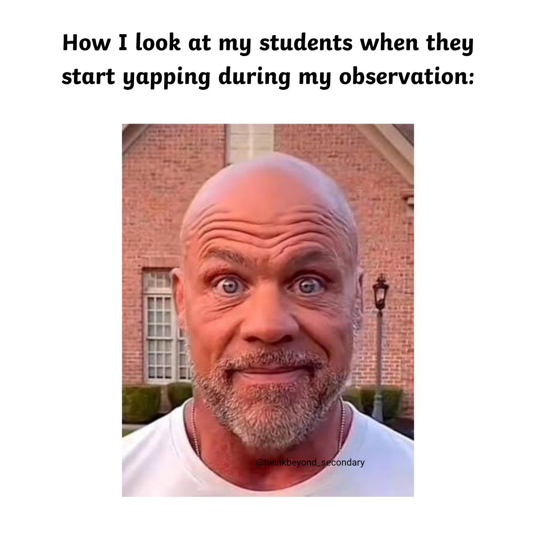 TwinklBeyond's tweet photo. What's the worst thing a student has said mid-observation? 👇 We know you've got stories.
Tag a teacher who's mastered the death stare. 👀
#UKTeachers #SecondaryTeachers #TeacherLife #TeacherHumor #TeacherMemes #Observation #SLT #KS3 #GCSE #TwinklBeyond https://t.co/YE5WUKfYX9