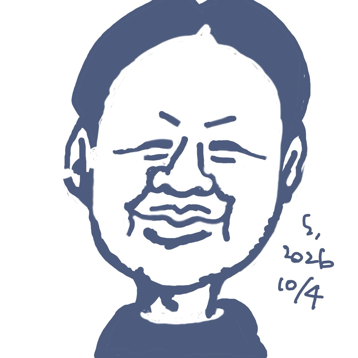 ToyonobuS's tweet photo. 「惜しくも銀」 
　アジア大会サッカー男子監督。次期日本代表監督にも期待が高まります。　#大岩剛　#似顔絵 https://t.co/YJEEcb4NLK