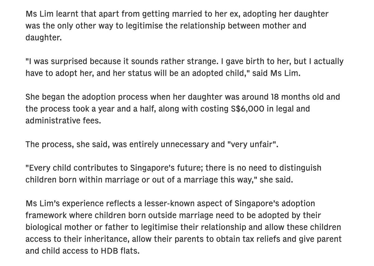 teo_kai_xiang's tweet photo. This is so dystopian. Children born outside of marriage need to be adopted by their own parents for their relationship to be legally recognised in Singapore: https://t.co/vxwEwPdamM