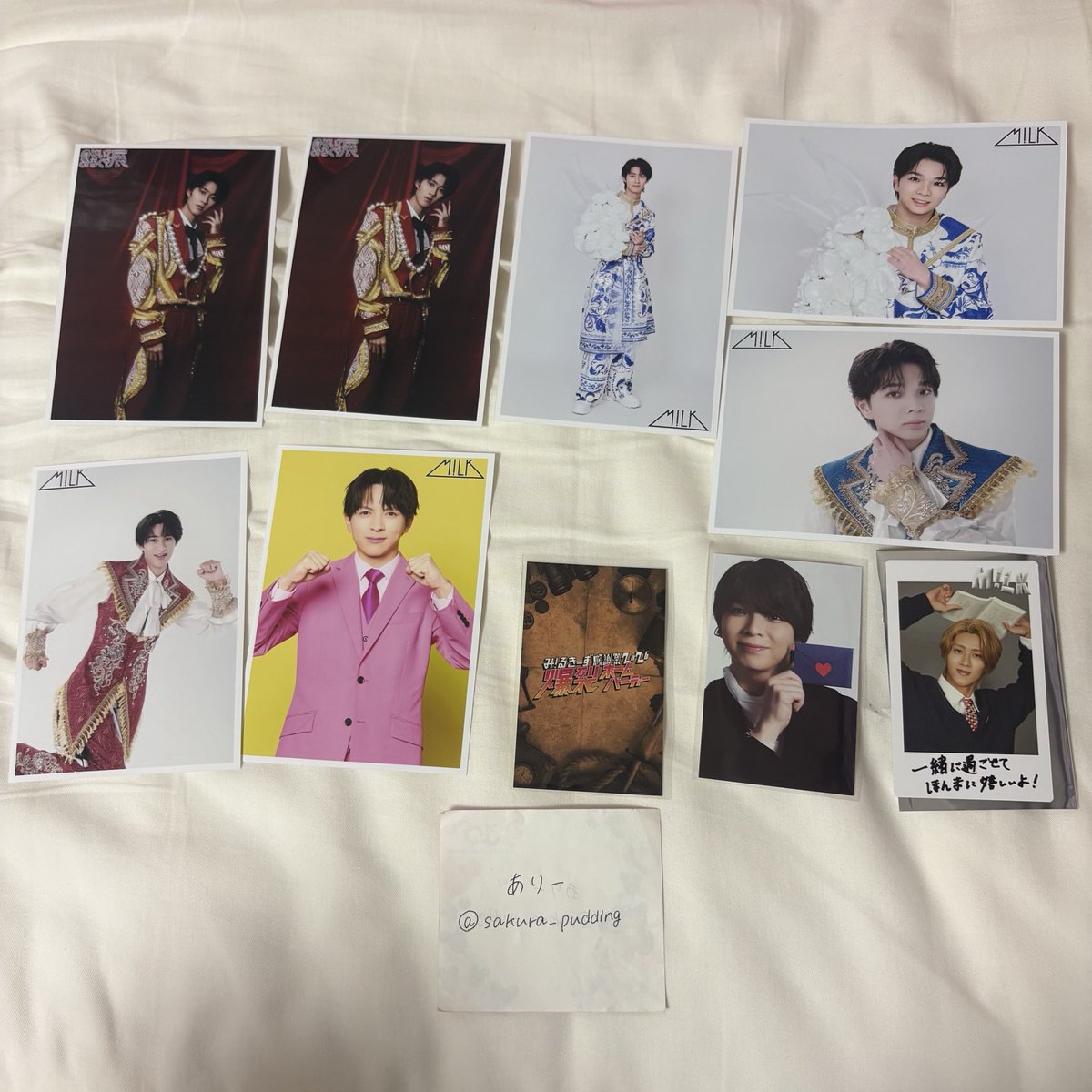 sakura_pudding's tweet photo. 【交換】 M!LK トレカ 生写真 ステッカー

譲）みるく展生写真A 曽野
64、66杯目 曽野、塩﨑、吉田
ファンミ+KIRARI特典ステッカー 曽野
S Cawaii 塩﨑
SMILE POP! チェキトレカ 曽野

求）同異種佐野

11/21シャカレボ、別日に横浜駅（横須賀線or総武線快速沿線も可）にて手渡し交換>郵送交換希望です https://t.co/7LpleHRD4J