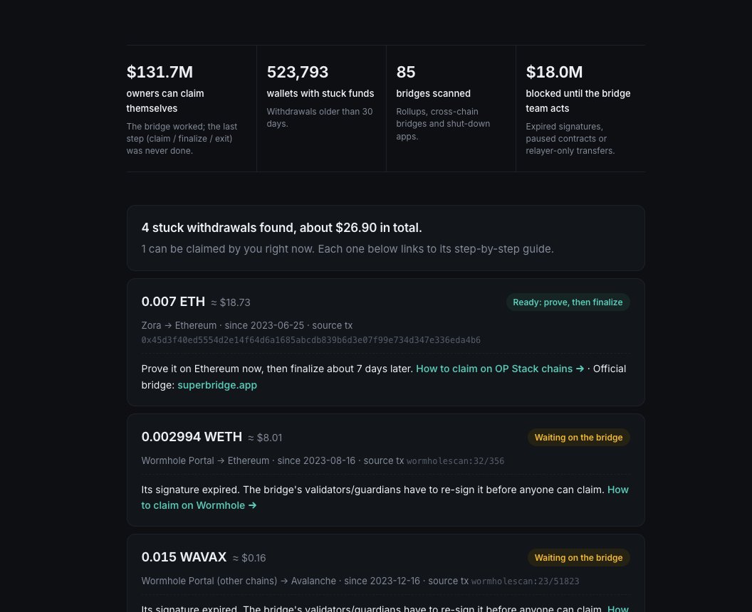 coinkritik's tweet photo. 42m dolar claim edilmiş bu site sayesinde yoksa blockchain'de sıkışık kalacaktı adam çok yararlı bir site yapmış. 

Wallet'ı kontrol edin cüzdan bağlama yok 👇

https://t.co/r3n66espAI

Opstack'sa superbridge'de tamamlanıyor şeklinde görünür onu başlatırsınız ilk paylaştığımda bende görünmüyordu şu an görünüyor başlattım 1 hafta sonra claim edebilirsiniz. 👇
https://t.co/dHItuDlYDp