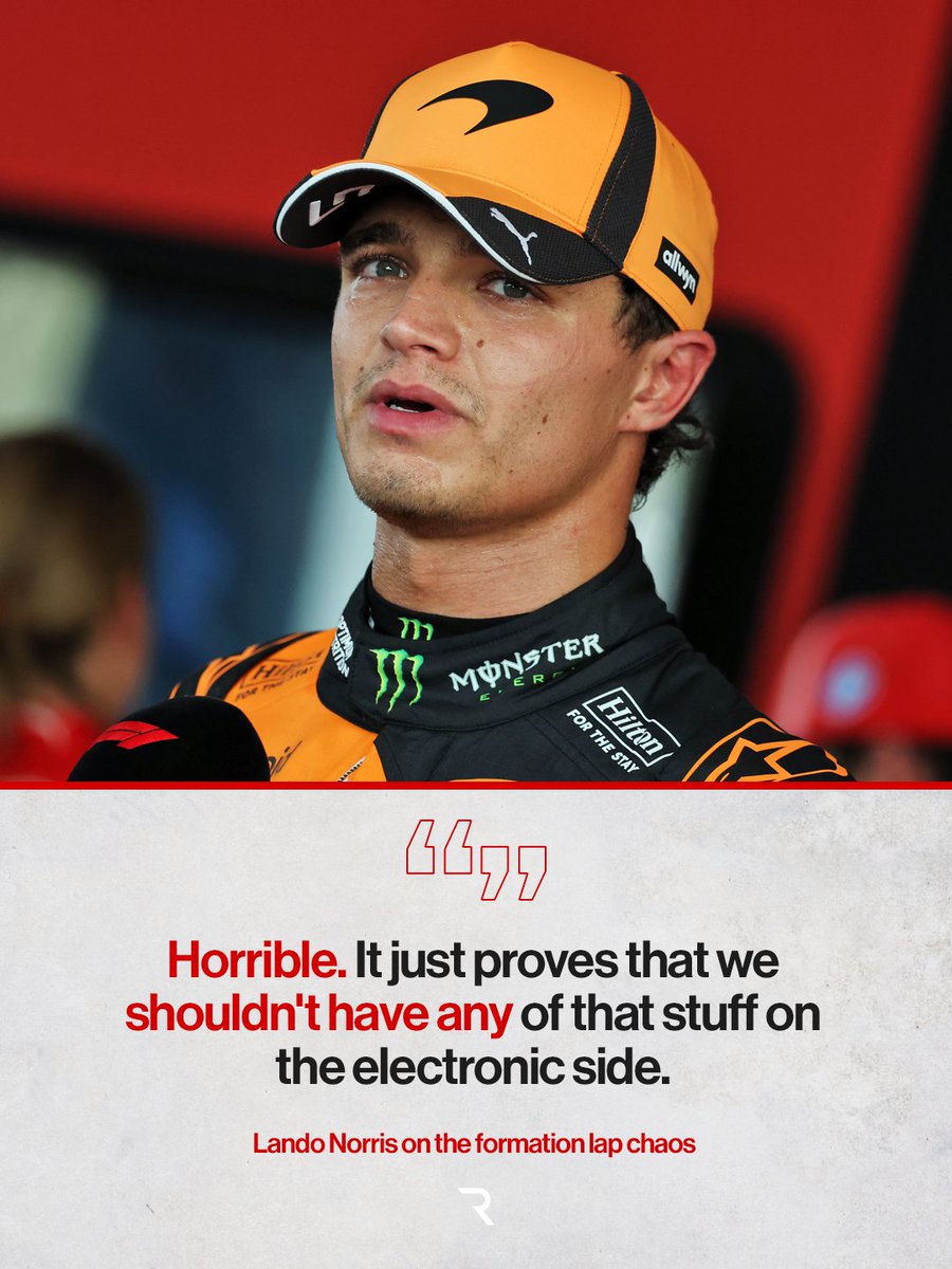 wearetherace's tweet photo. 😕 A lot of the drivers were left unimpressed by the formation lap drama and think it reflects poorly on F1: https://t.co/U85LoOuxio