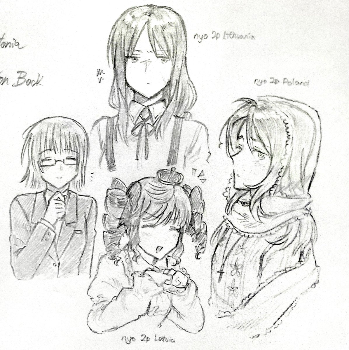 Yanmunchymochi's tweet photo. "How would nyo 2p!LietPol look like? 👀" -> i posted them more than once before but here! their names are Agnieszka and Viltautė https://t.co/Rv90BsueMF