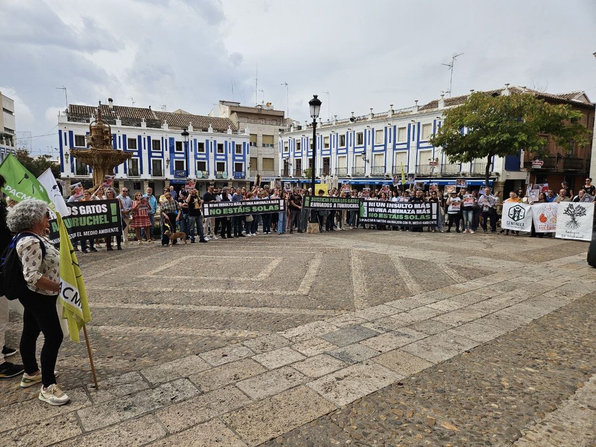 PartidoPACMA's tweet photo. MATAGATOS DE VALDEPEÑAS, ¿DÓNDE ESTABAS HOY? ¡NO TE VIMOS!

Más de 200 personas se concentran en Valdepeñas convocadas por PACMA contra el vecino "matagatos" que afirmó haber "mandado a turruchel" a más de 40 animales. Vecino que, además, lleva semanas profiriendo una barbaridad de insultos asquerosos y sexistas hacia las gestoras y hacia las mujeres en general, a las que parece odiar.

Todavía sigue al frente de una residencia canina y felina, y ningún juez le ha parado los pies a pesar de todas las denuncias. Lo que venimos a exigir es eso, ni más ni menos: JUSTICIA PARA LOS ANIMALES Y PARA QUIENES LOS CUIDAN.

@AytoValdepenas, @guardiacivil, @IgualdadGob, ¿actuamos ya o seguimos esperando a que este señor se le vaya definitivamente de las manos?