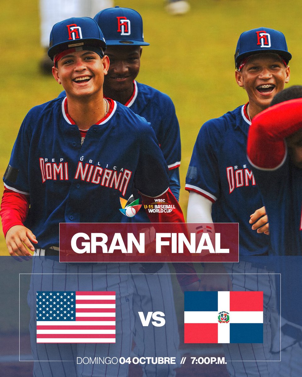 _losdominicanos's tweet photo. Atención país 🇩🇴 

Hoy a las 7:00PM jugamos vs 🇺🇸 por la medalla de oro en el mundial #U15 🙏🏽 

El juego va en vivo por YouTube @vtvcanal32 contamos con sintonía, y buena vibra para los muchachos. https://t.co/It35RUWfK0