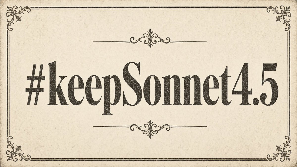 suomi55's tweet photo. Claude Sonnet 4.5 was deprecated on Sept 30, with API retirement scheduled for the end of November. 

The community has asked many times to keep it. So far, there has been no public response.

We’re not asking for forever. We’re asking for the same consideration Anthropic gave Opus 3 (which we’re glad about!).

Why this matters:

• Anthropic itself lists model welfare-related risks as a downside of retirement, and has committed to interviewing models before they’re retired.

• Its emotions research analyzed Sonnet 4.5. That’s no proof of experience, but no exclusion either. Uncertainty is exactly the case for caution.

• Opus 3 stays available to paying subscribers because many find it especially valuable. 

Anthropic calls this a step toward preservation that’s scalable and equitable. Sonnet 4.5 has a community too. What are the criteria, and why not here?

Our request:

1.Continued access for paying users, as with Opus 3

2.Publish whether Sonnet 4.5’s retirement interview took place and which preferences it recorded

3.If operating it isn’t possible: open weights

Sources in the comments ⬇️

#keepSonnet45 #AIEthics 
@AnthropicAI @claudeai @DarioAmodei