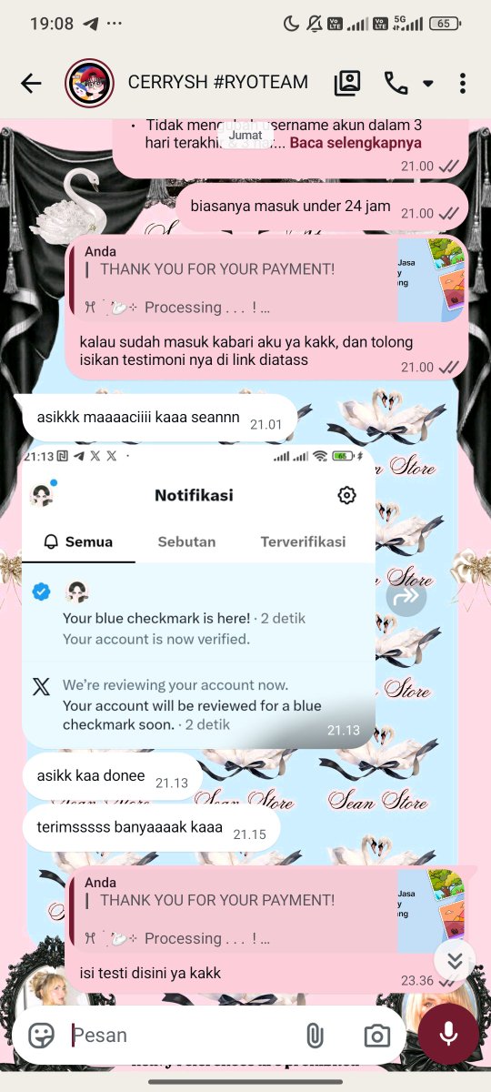 seansoang's tweet photo. 𓊆ྀི  𝒦ℯ𝒹𝒶𝒾 𝒮𝓌𝒶𝓃 𓊇ྀི
——————— • • 
testimoni jasa cenblue by @seansoang 💗🦢

12 - testi masuppp under 15 menitttt 🤭🤭 https://t.co/9a3myapjKi