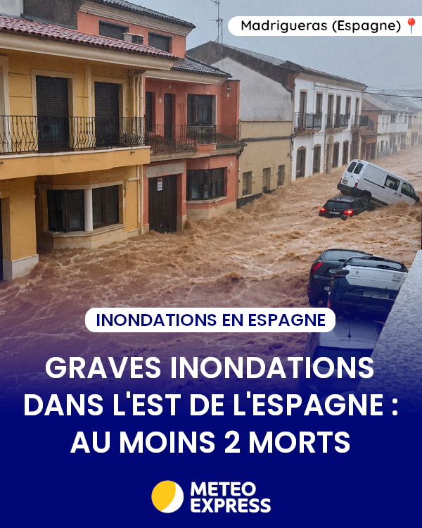 MeteoExpress's tweet photo. ⛈️ L'est de l'Espagne a subi des orages diluviens responsables de graves inondations dans plusieurs régions ces derniers jours. La Catalogne a été touchée jusqu'à ce dimanche matin. Le bilan fait état de 2 morts et 1 disparu. 🌊 https://t.co/9t9CPfhT5W