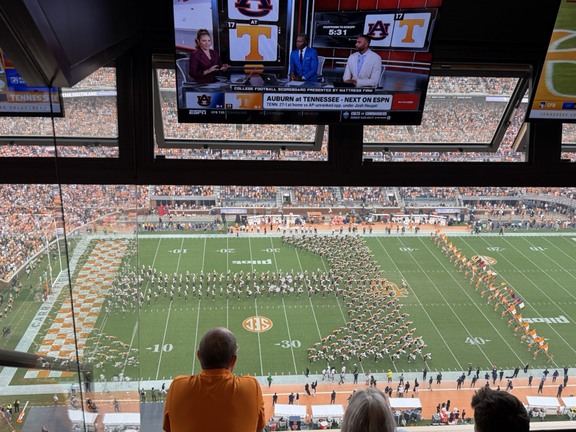 SHSUPresWhite's tweet photo. Thrilling weekend at my alma mater @utknoxville. Great to see dear friend senior VC/VP of the UT Institute of Ag @KC4UTIA, hear &amp; see the fabulous marching band, &amp; get the FB win. Thanks, again, @UTCCI Dean @josephmazer for hosting. Thanks to UT for a transformative education. https://t.co/Wd9GVkzPhc