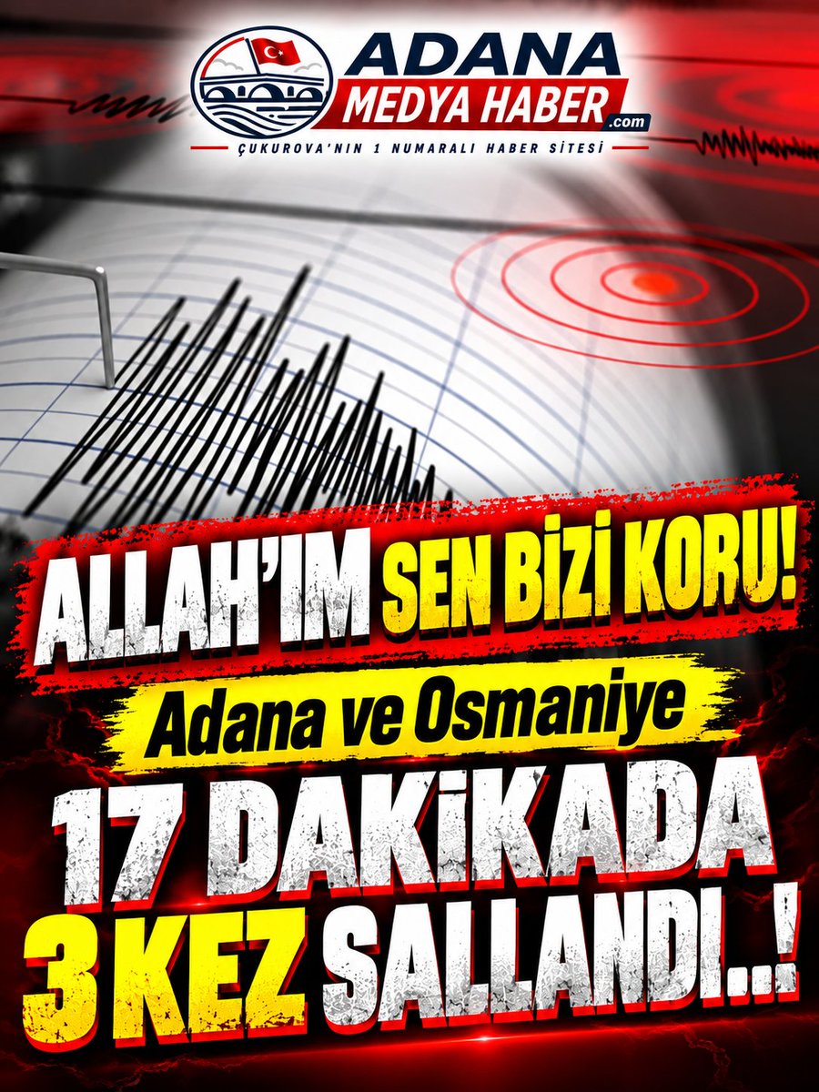 adanamedyahaber's tweet photo. Adana'nın Saimbeyli ilçesinde 17 dakika arayla 4,8 ve 4,9'luk iki deprem meydana geldi. Afet ve Acil Durum Yönetimi Başkanlığından (AFAD) yapılan açıklamaya göre ilk deprem Adana'nın Saimbeyli ilçesinde saat 14.19'da 4.8 büyüklüğünde deprem kaydedildi.

7,9 kilometre derinlikte gerçekleşen depremden 17 dakika sonra 4,9 büyüklüğünde bir deprem daha meydana geldi.

Osmaniye'de ise 5,2 büyüklüğünde deprem meydana geldi.

Ayrıntılar geliyor…