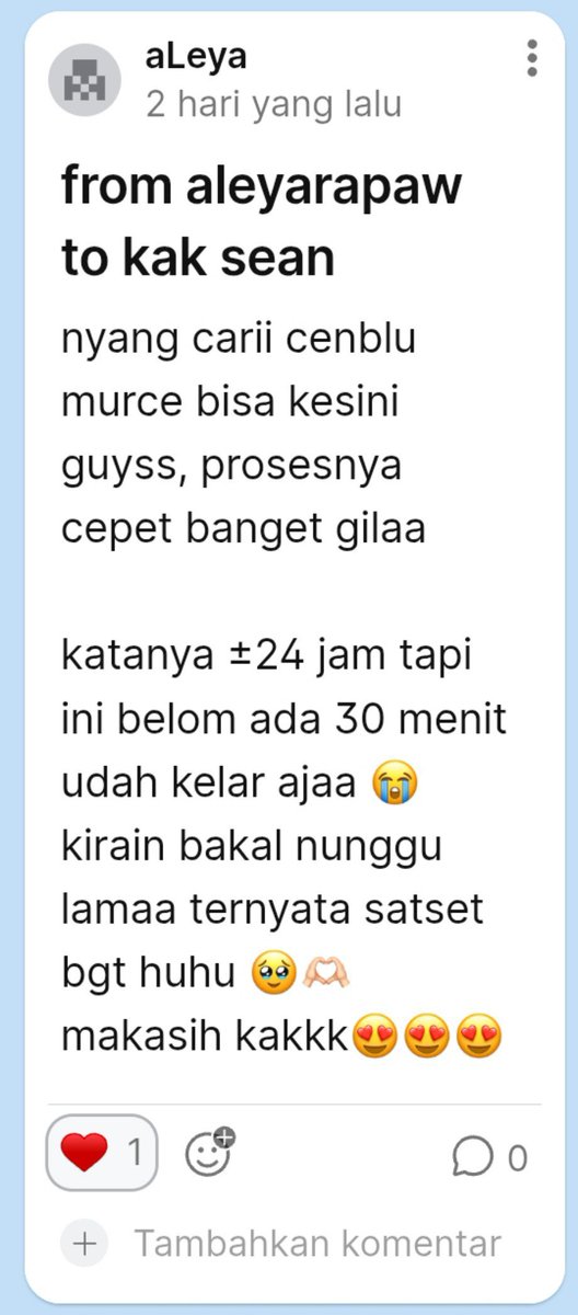 seansoang's tweet photo. 𓊆ྀི  𝒦ℯ𝒹𝒶𝒾 𝒮𝓌𝒶𝓃 𓊇ྀི
——————— • • 
testimoni jasa cenblue by @seansoang 💗🦢

14 - cari jasa cembmlue murahh? ke sean ajaah 😻😻 https://t.co/cKyoORuzFx