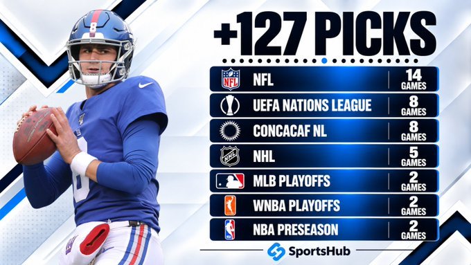 Marcusbenn41's tweet photo. 🏈 NFL • UEFA Nations League • CONCACAF Nations League • NHL • MLB Playoffs • WNBA Playoffs • NBA Preseason 🏒⚾🏀⚽

Sunday’s board is absolutely loaded across 7 competitions, with action running all day.
127+ picks available today 

https://t.co/afIzuRDZFp https://t.co/CFnh547qCN
