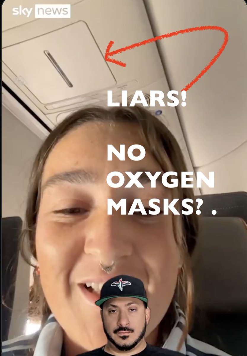 JABLACKMANIII's tweet photo. @ayamollah @SkyNews As a fight attendant please note no mess no over head bens popping and most of all NO OXYGEN MASKS DEPLOYED WHY IS THAT? IT IS AUTOMATIC WITH A BIG DROP IN ALTITUDE !!!!!! It looked fake the second I saw it on mainstream media it visualy made no since. https://t.co/DTdkbzsMxN